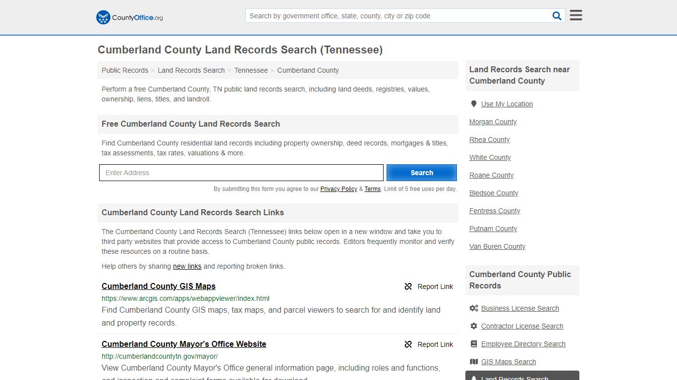 Land Records Search - Cumberland County, TN (Deeds, GIS ...